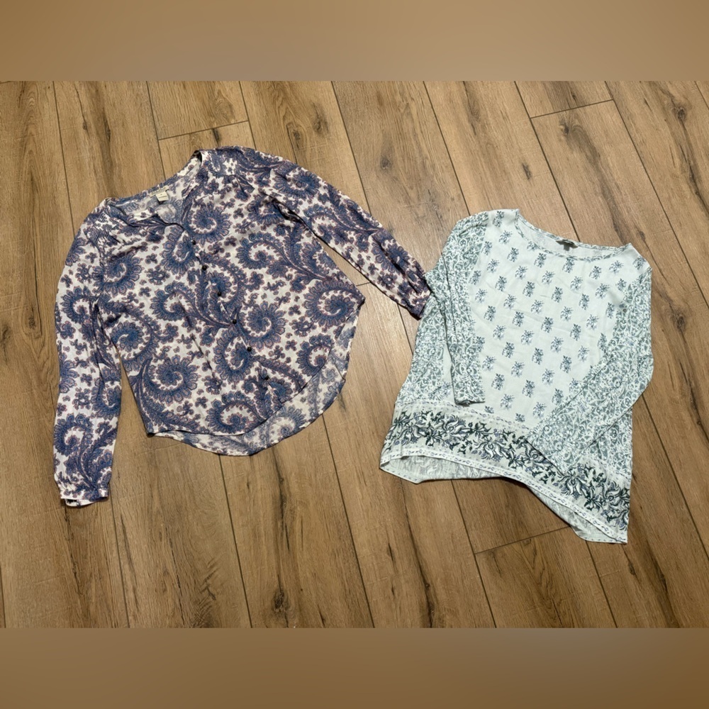 Lucky Brand Set of 2 Lightweight Floral Paisley Long Sleeve Tops Size Medium